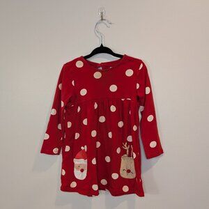 💙 2 for 15 💙 Reindeer Polka Dot Glittery Long-Sleeve Jersey Dress | Christmas
